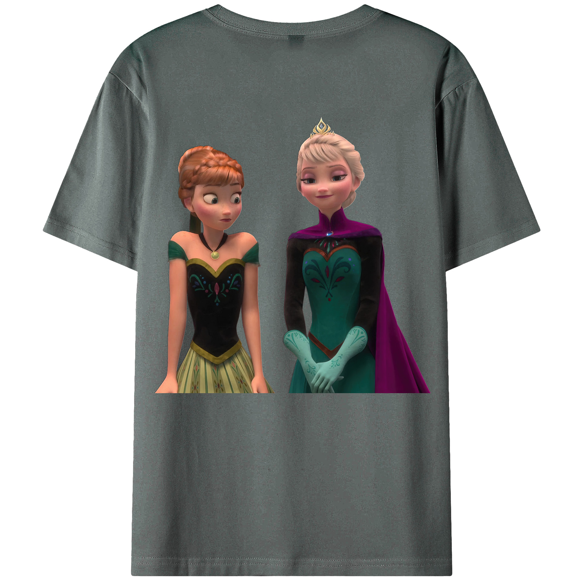 （画像用） アナと雪の女王 アンナ エルサ Frozen Anna Elsa 綿100％ メンズ半袖Tシャツ（バックプリント） 通気性